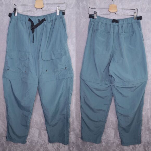 REI Convertible Blue Green Cargo Pants Size M Belted Nylon Hiking Outdoor - Picture 1 of 9